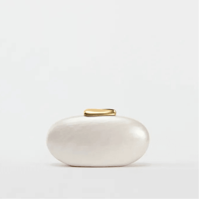 Elfenbein Clutch mit goldener Schlangen-Kette - Sorentis