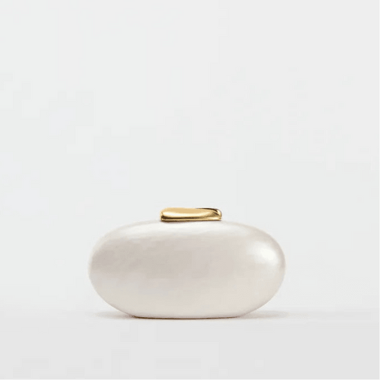 Elfenbein Clutch mit goldener Schlangen-Kette - Sorentis