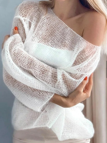 Leichtes Strickoberteil mit Lochmuster