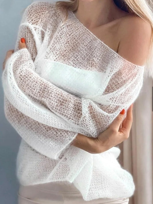Leichtes Strickoberteil mit Lochmuster