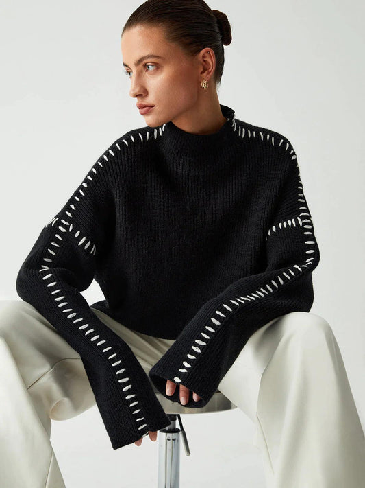 Strickpullover mit Weißer Nahtverzierung - Sorentis
