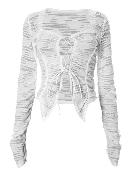 Langarm-Shirt mit Schnürung und Cut-Out-Details - Sorentis