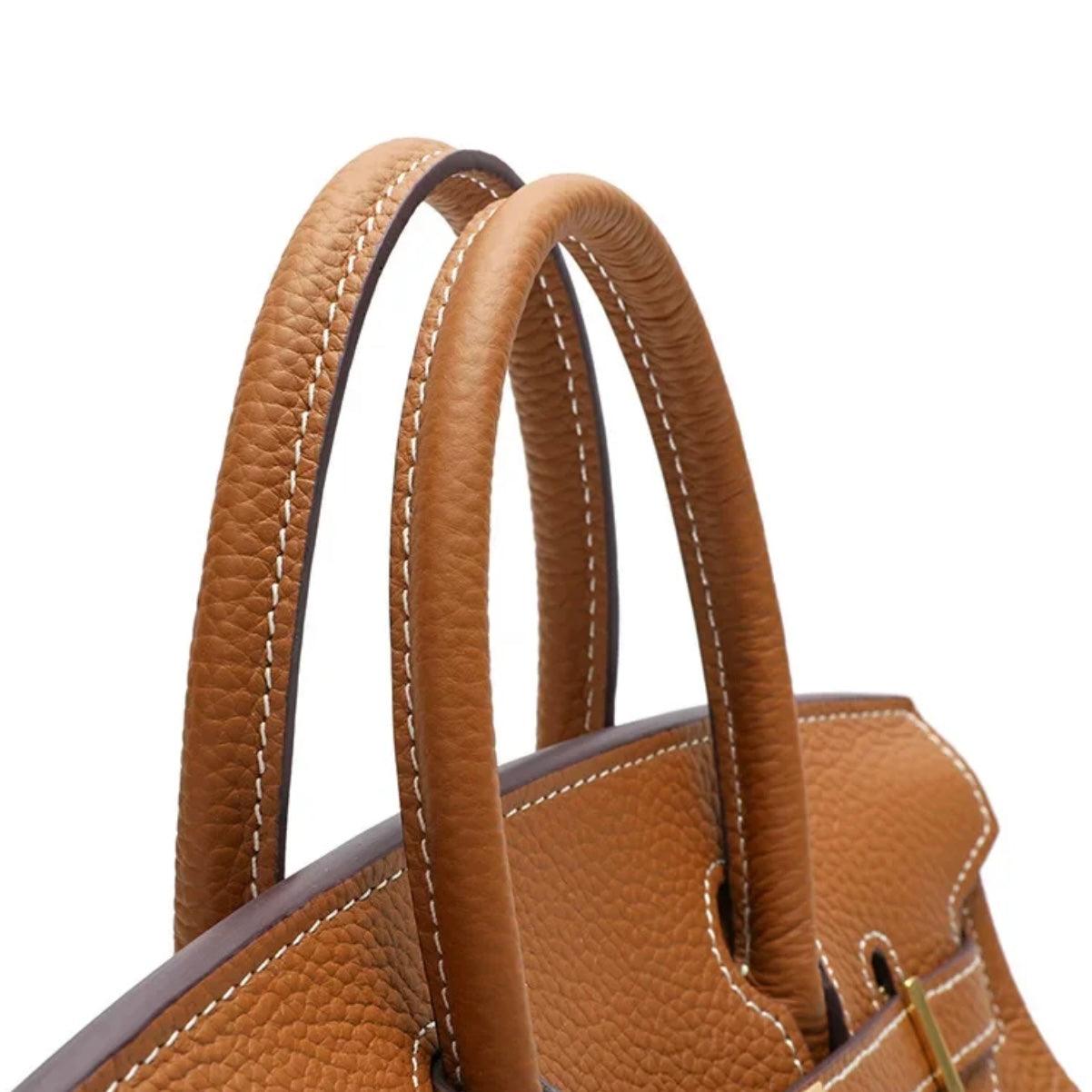 Hermé Noble-Echtleder combi canvas Handtasche 30cm - Sorentis