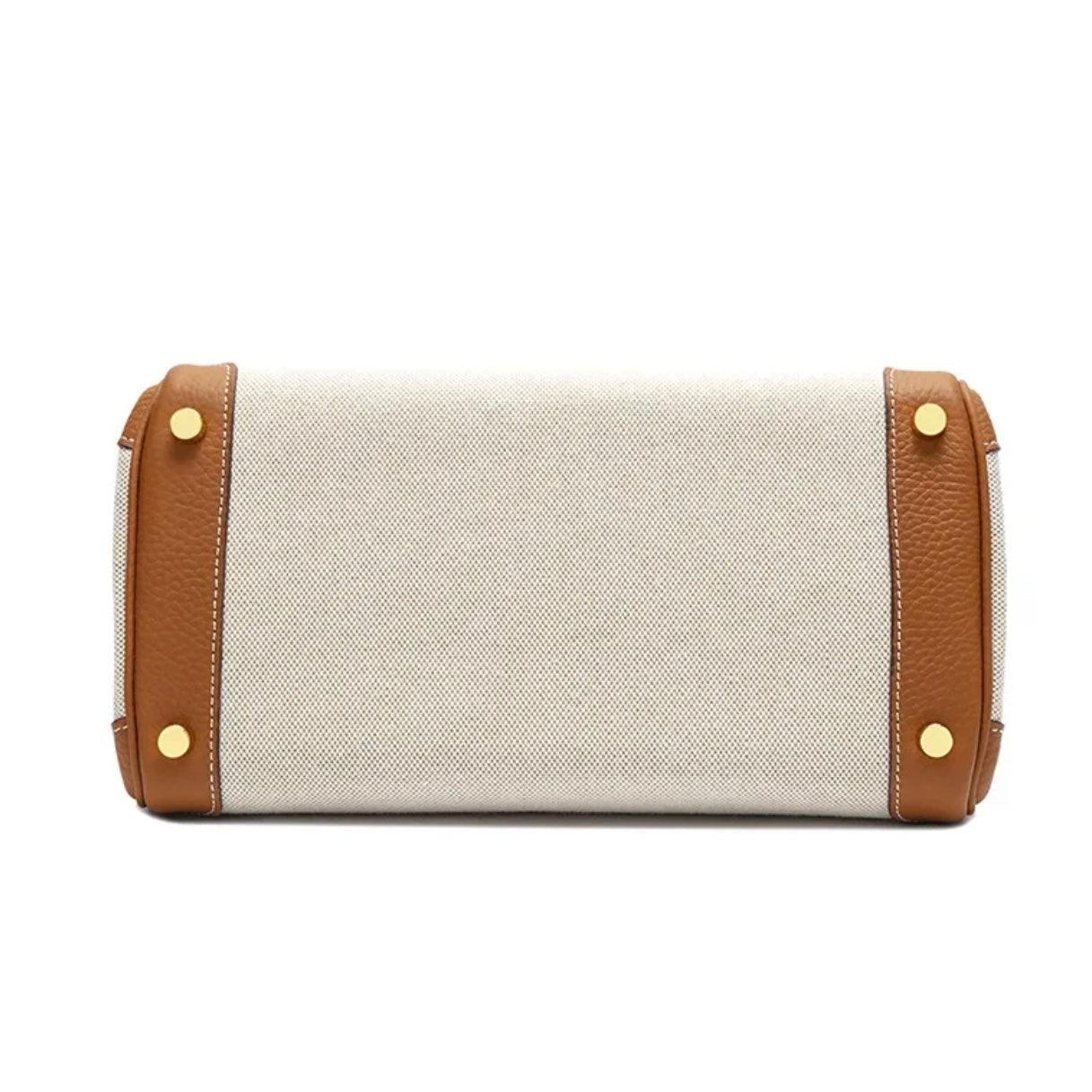 Hermé Noble-Echtleder combi canvas Handtasche 30cm - Sorentis