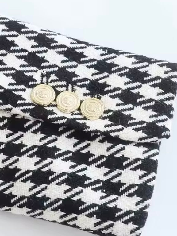 Tweed Blazer mit Hahnentrittmuster