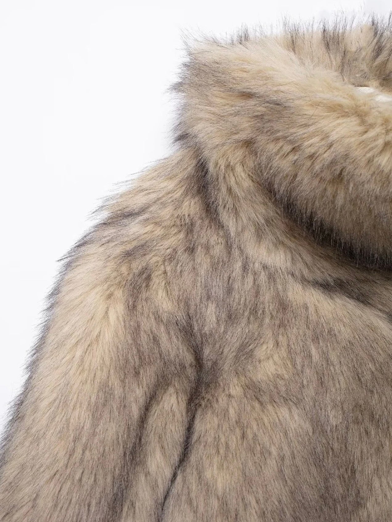 Fauxfur Cardigan hochgeschlossene Kunstpelz Jacke