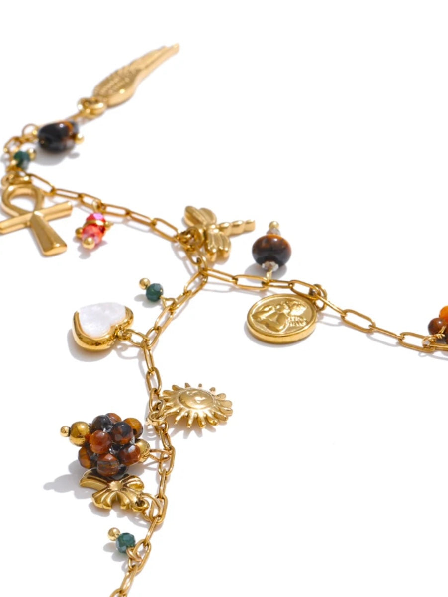 Edelstahl Charme Kette mit Tigereye Naturstein
