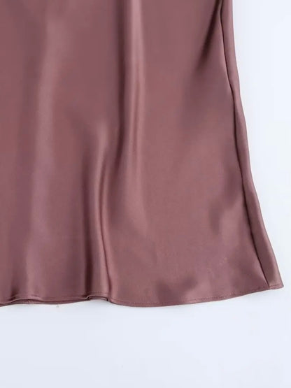 Spaghettiträger Satin Maxi-Kleid