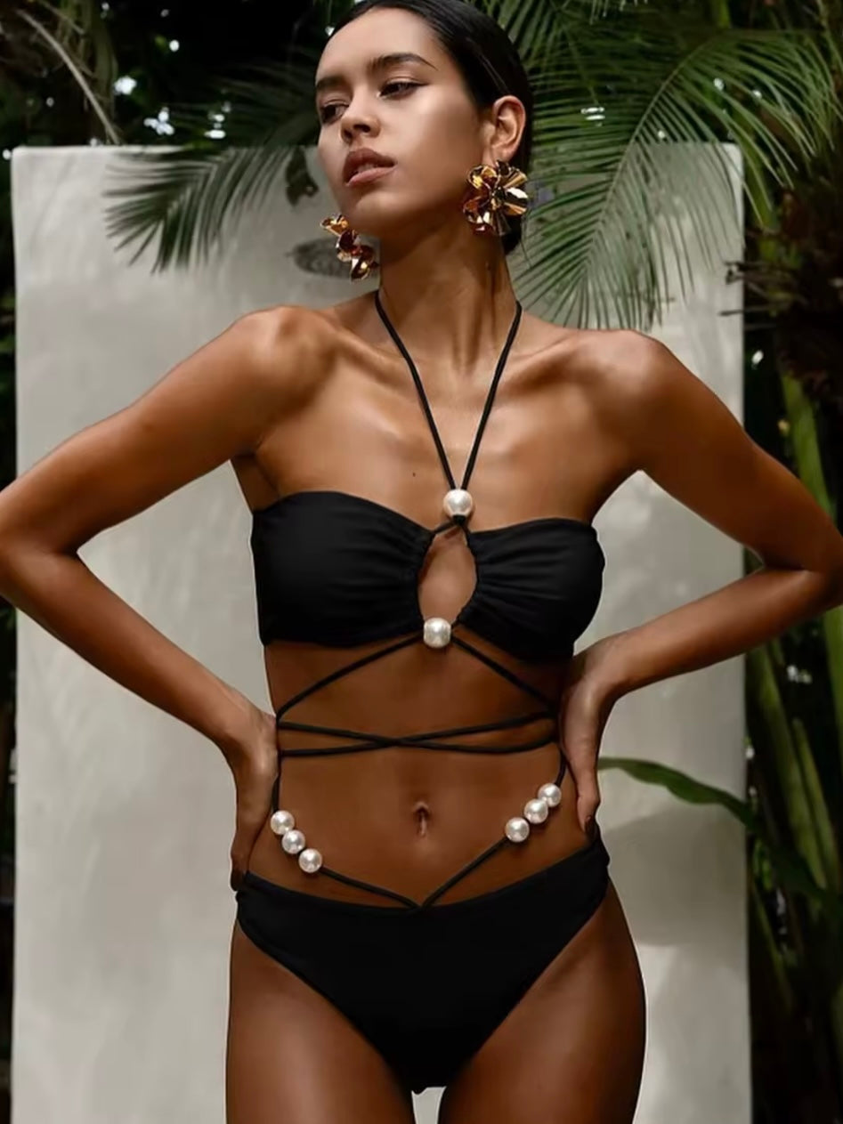 Perlen Bikini Set 3 Teilig