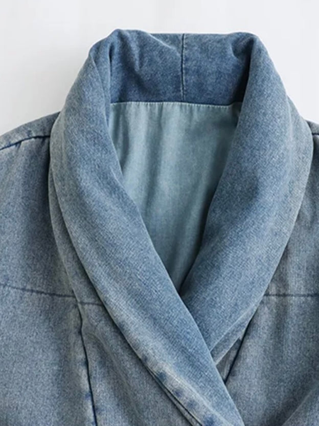 Denim Kimono-Jacke mit Taschen