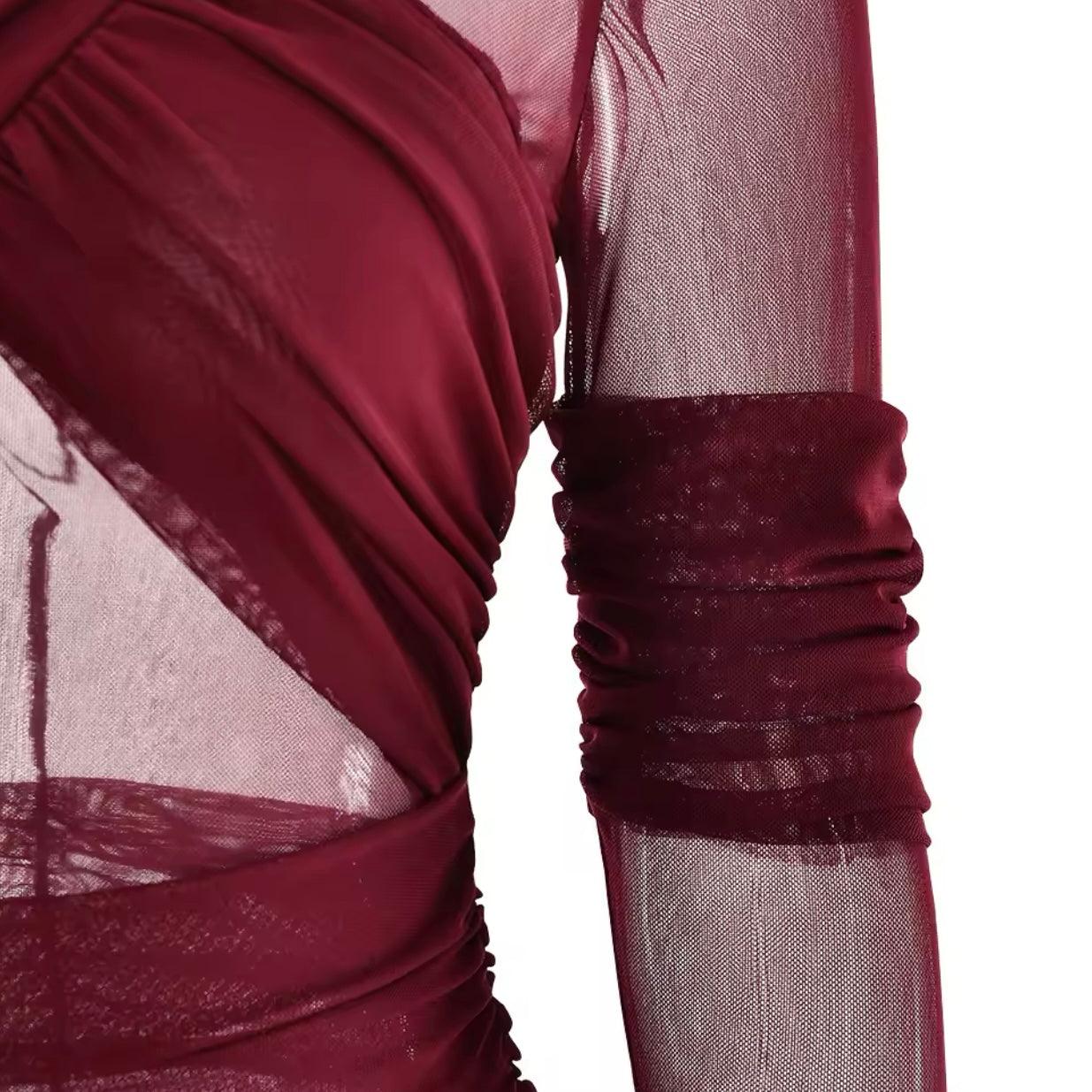 Mesh Burgundy Maxikleid - Sorentis