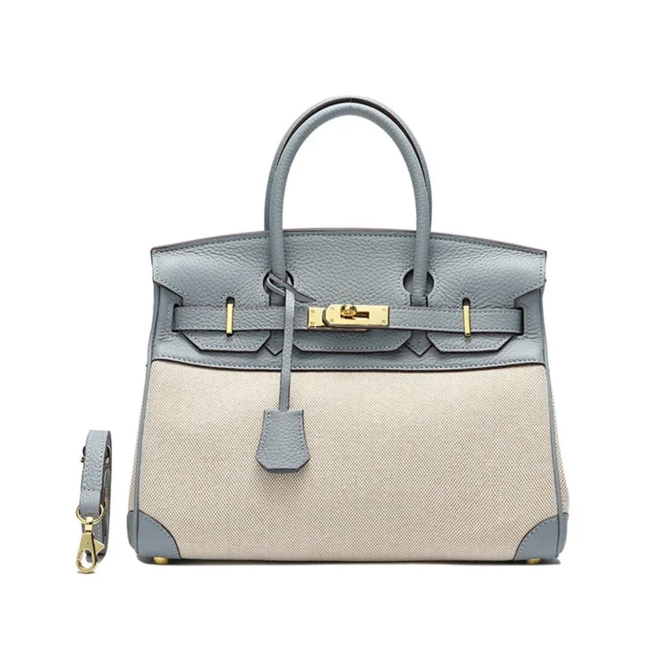 Hermé Noble-Echtleder combi canvas Handtasche 30cm - Sorentis