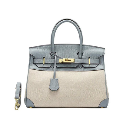 Hermé Noble-Echtleder combi canvas Handtasche 30cm - Sorentis