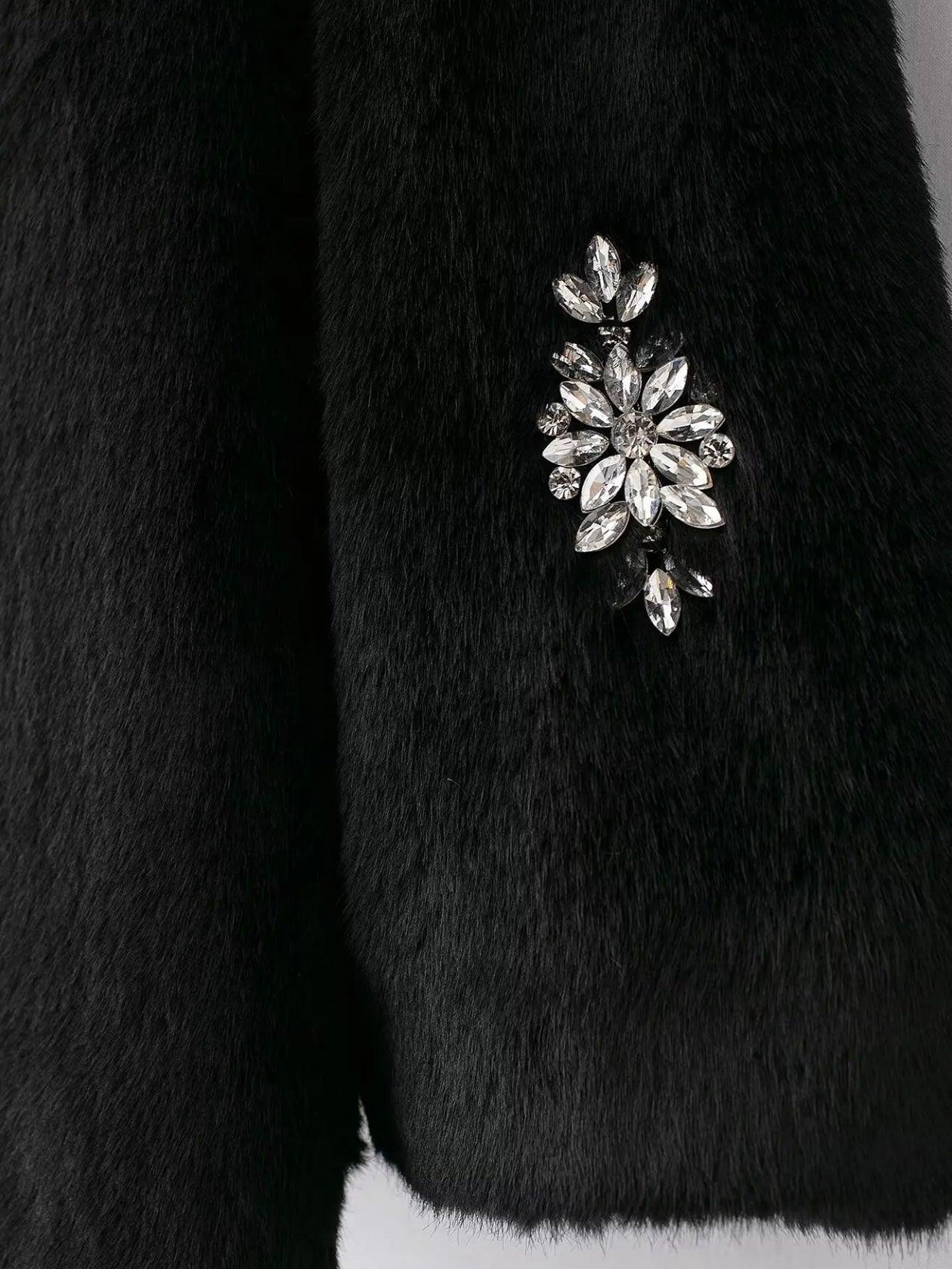 Kunstpelzmantel mit Strass-Details - Sorentis