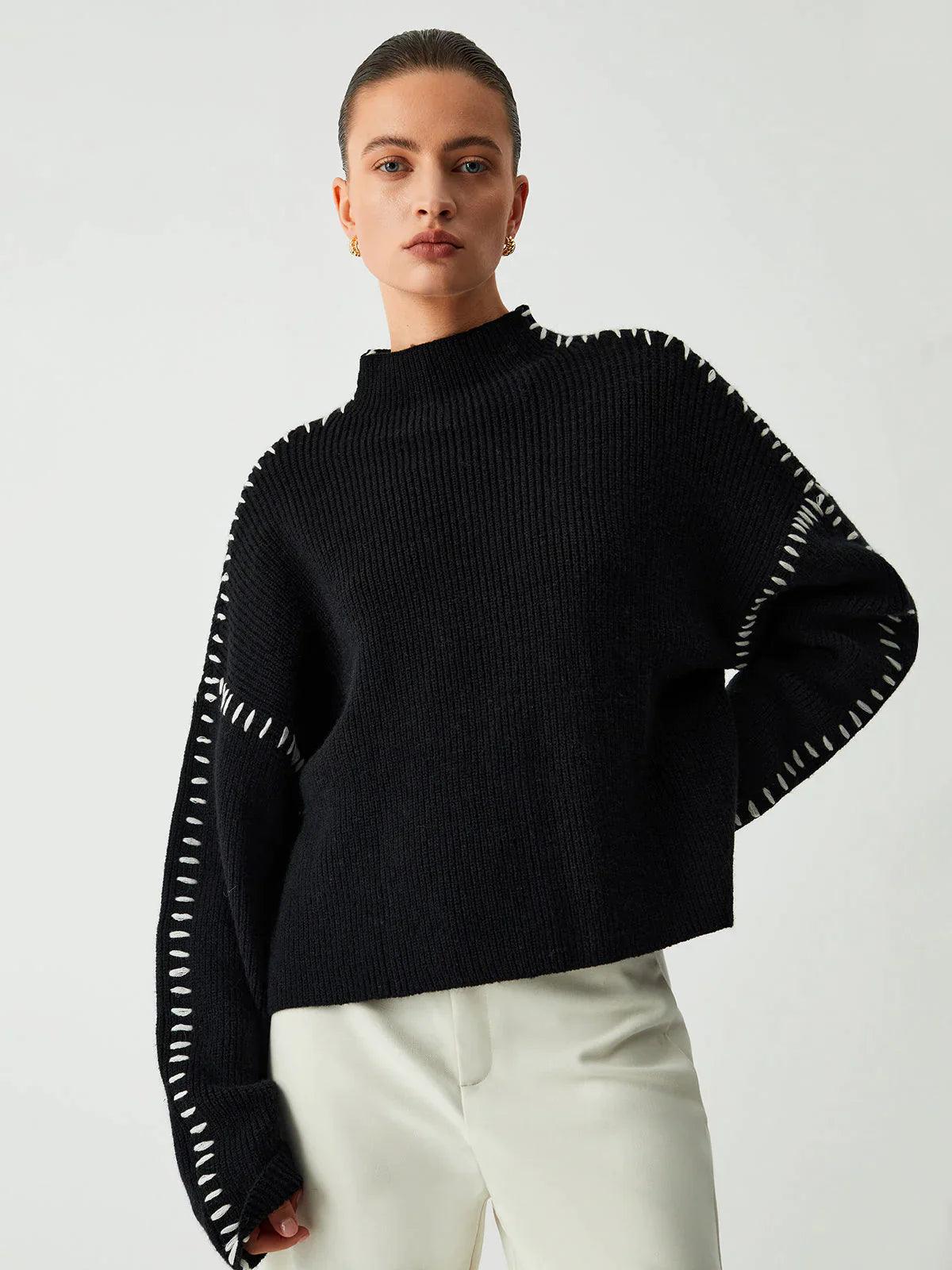 Strickpullover mit Weißer Nahtverzierung - Sorentis