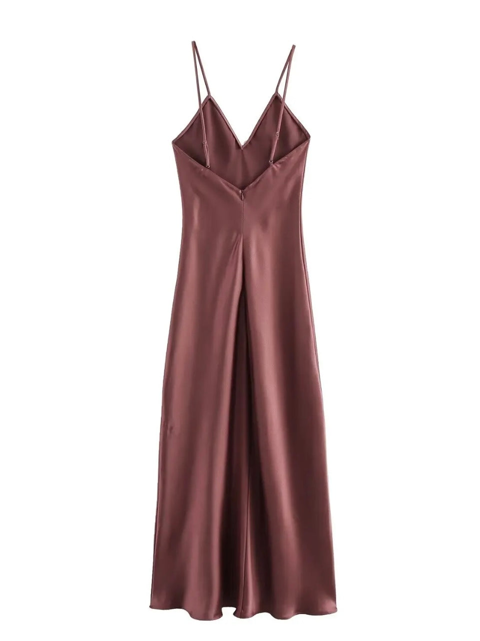Spaghettiträger Satin Maxi-Kleid