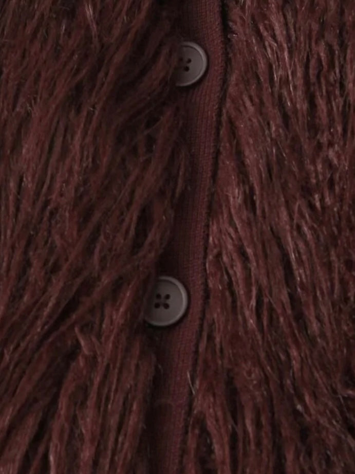 Pelziger Cardigan in Schokobraun