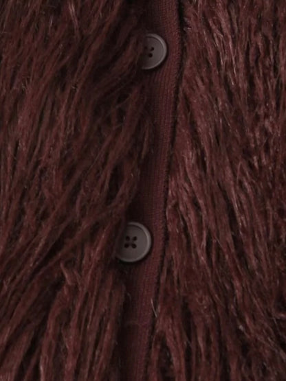 Pelziger Cardigan in Schokobraun
