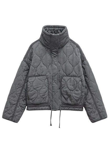 Steppjacke mit hohem Kragen im Used-Look