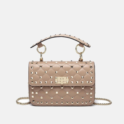 Echtleder Nietenverzierte Handtasche mit Steppprägung - Sorentis
