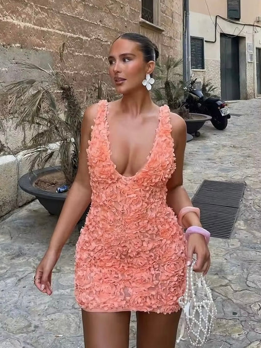 Minikleid mit 3D Blumen Applikationen
