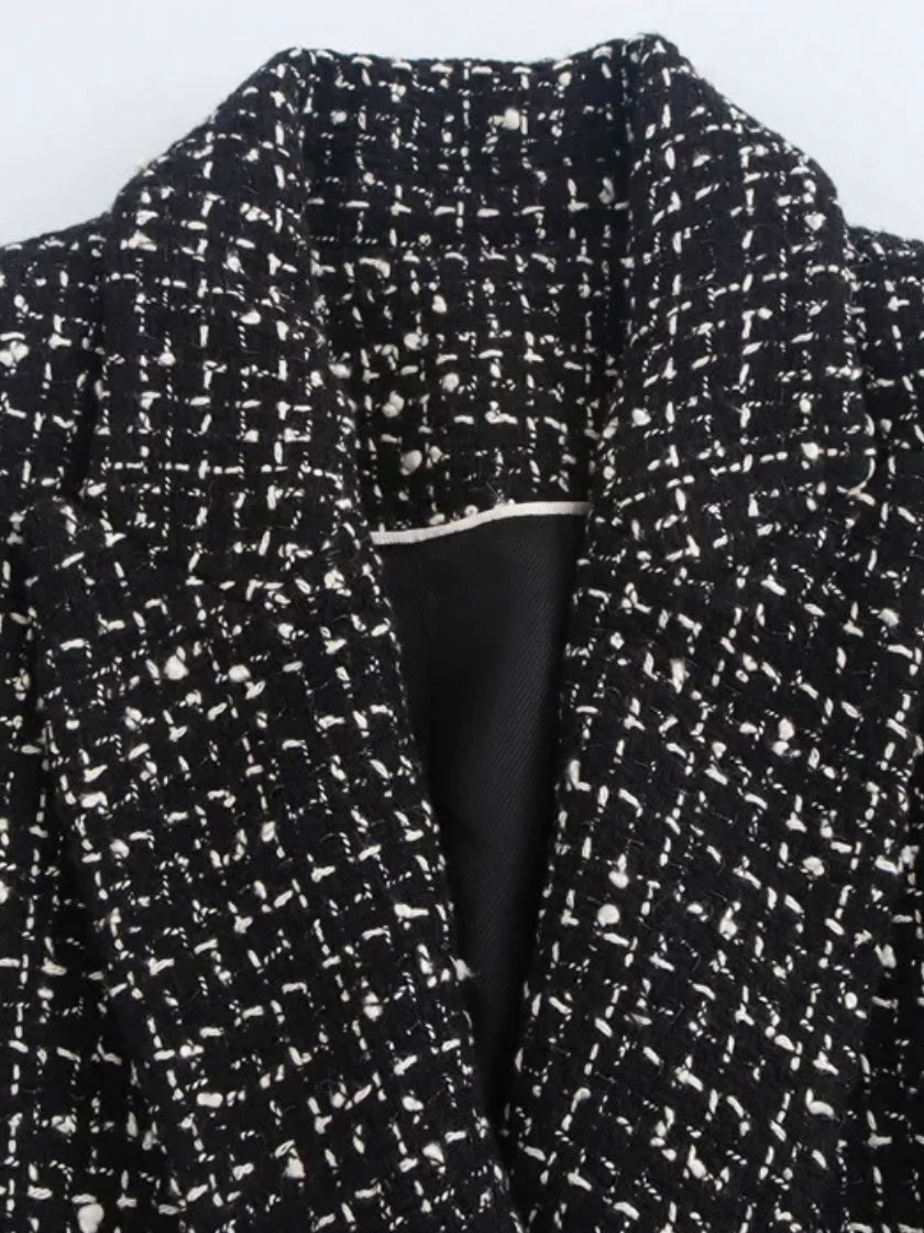 Marmorierter Tweed-Blazer mit Knopfleiste