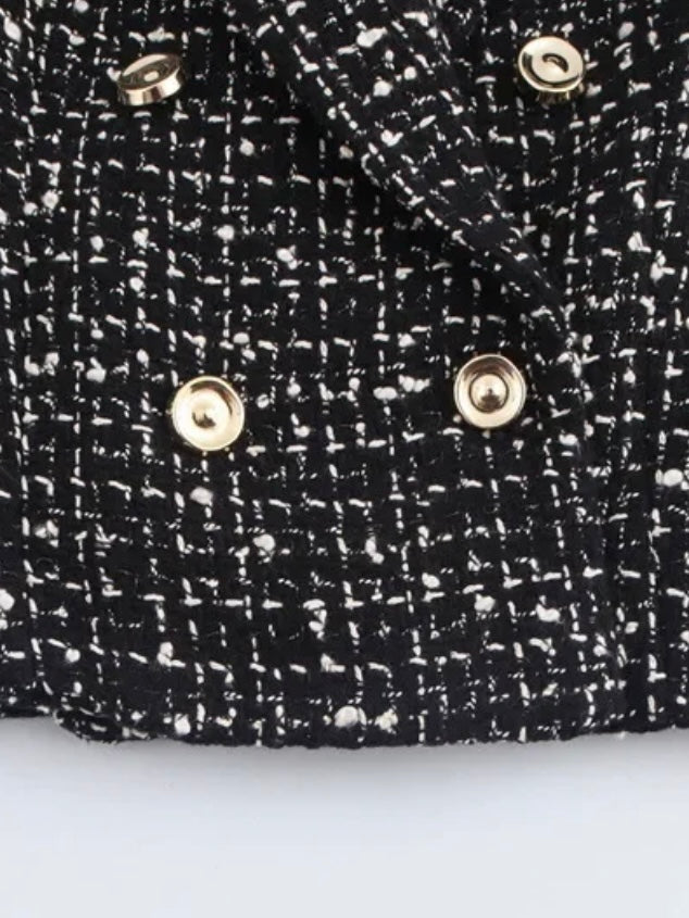 Marmorierter Tweed-Blazer mit Knopfleiste