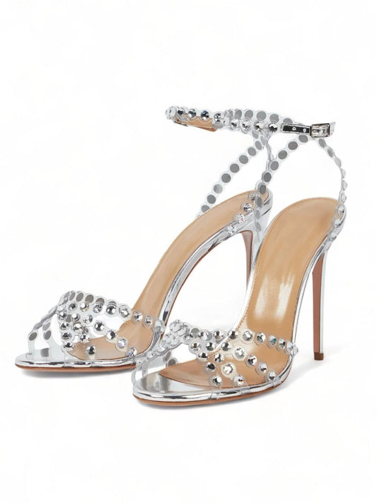 Strass High-Heels mit transparenten Riemen - Sorentis
