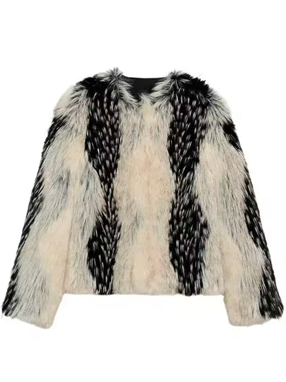 Kunstpelzmantel mit Farbmix