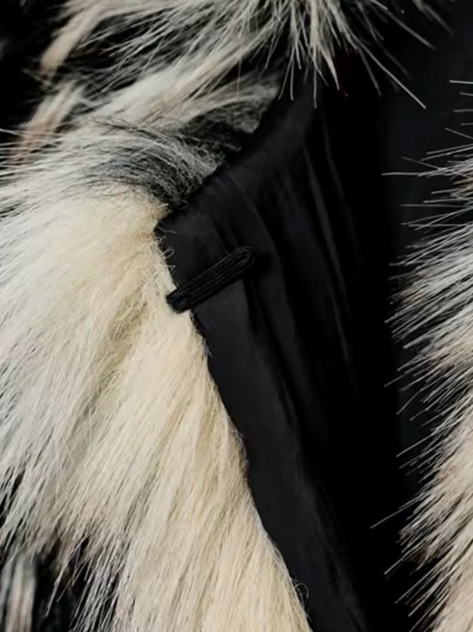 Kunstpelzmantel mit Farbmix