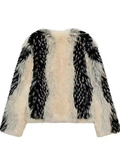 Kunstpelzmantel mit Farbmix