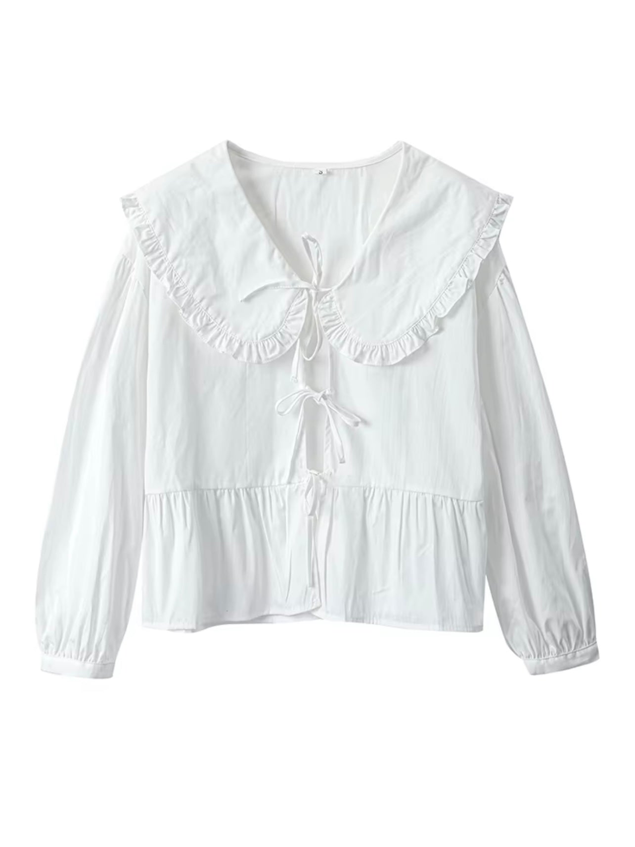Vorne gebundene Schößchen-Bluse mit Bubikragen
