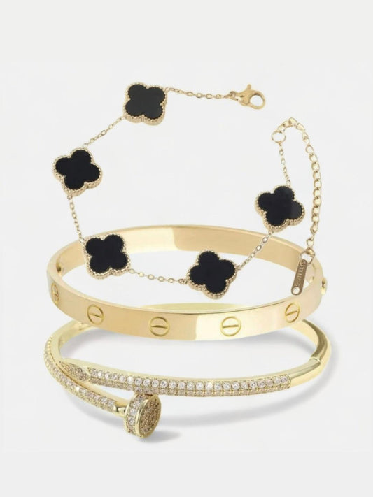 Selected 3er Armband Set in Gold aus rostfreiem Edelstahl - Sorentis