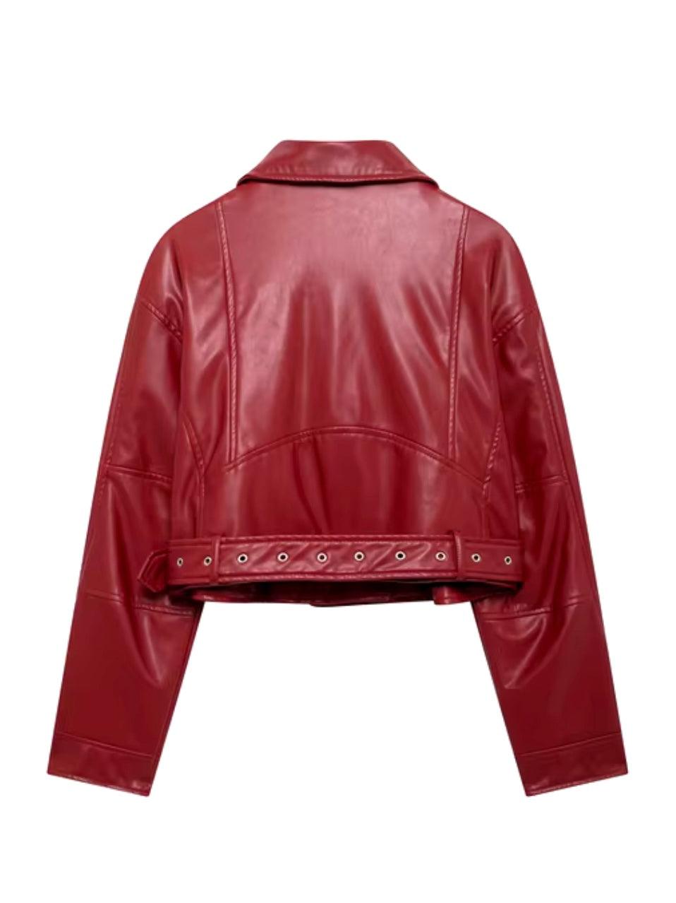 Bikerjacke mit Gürtel in auffälligem Rot - Sorentis