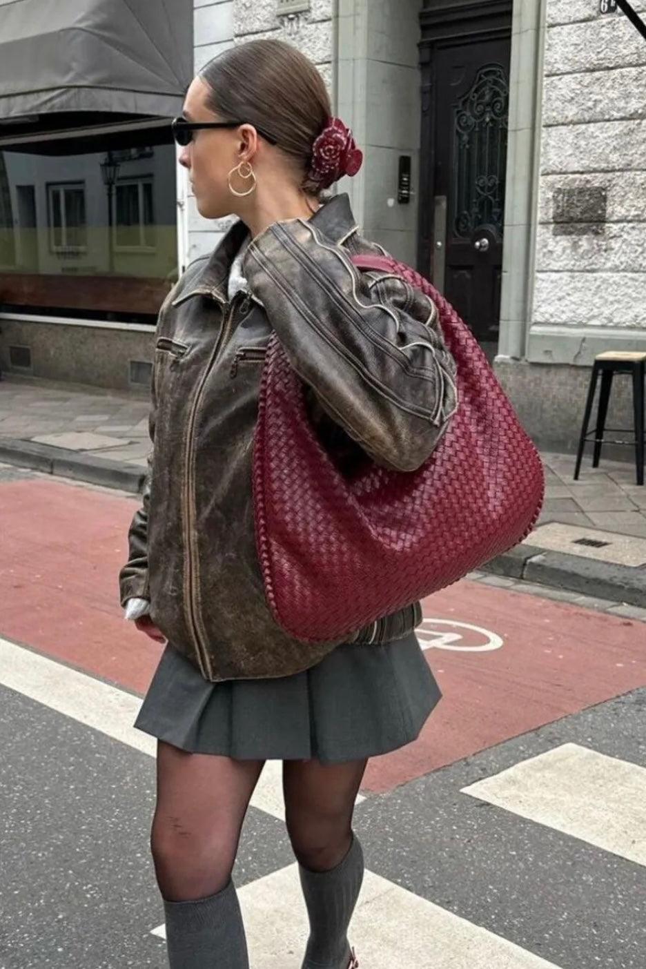 Geflochtener Shopper in Burgundy - Sorentis
