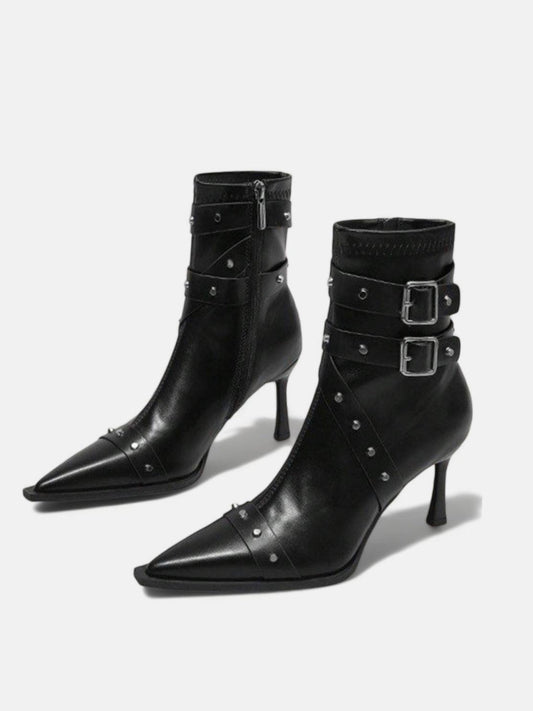 Gürtelschnallen-Ankle High Heel Boots - Sorentis