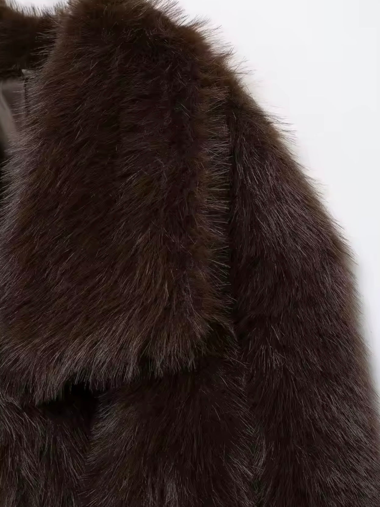 Dunkelbraune Kunstpelzjacke