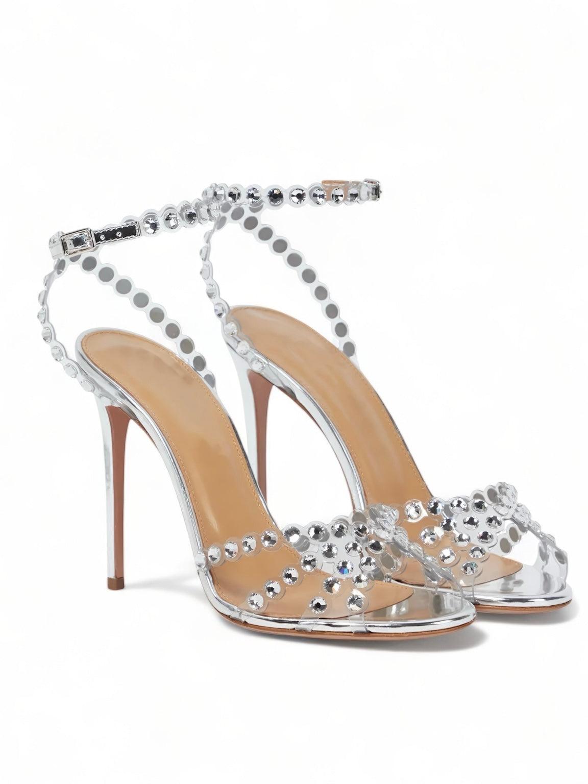 Strass High-Heels mit transparenten Riemen - Sorentis