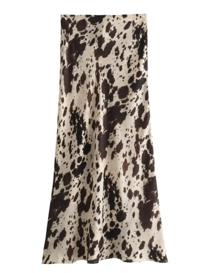 Langer Rock mit Animalprint