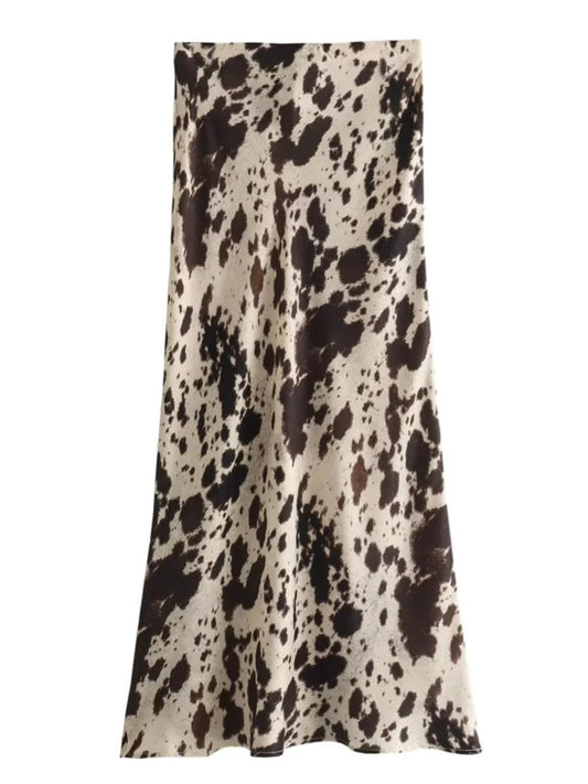 Langer Rock mit Animalprint