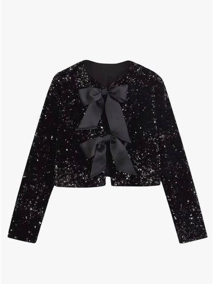 Pailletten Cardigan mit Schleifen - Sorentis