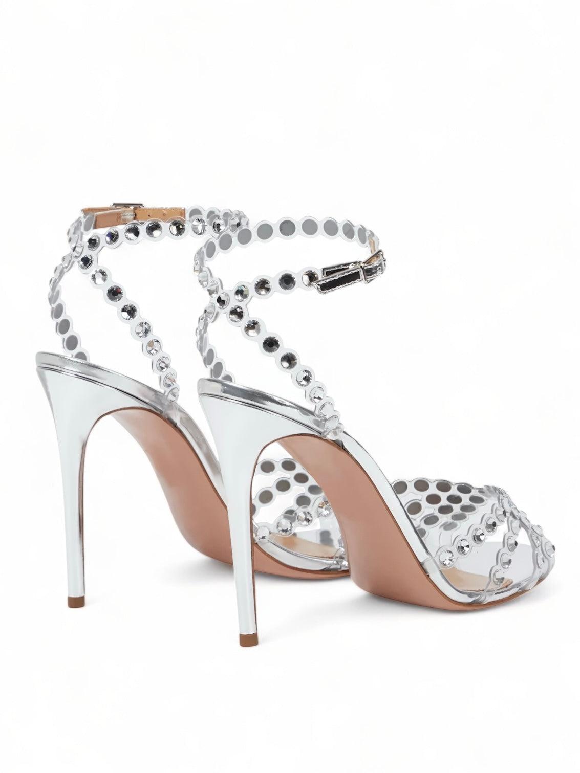 Strass High-Heels mit transparenten Riemen - Sorentis