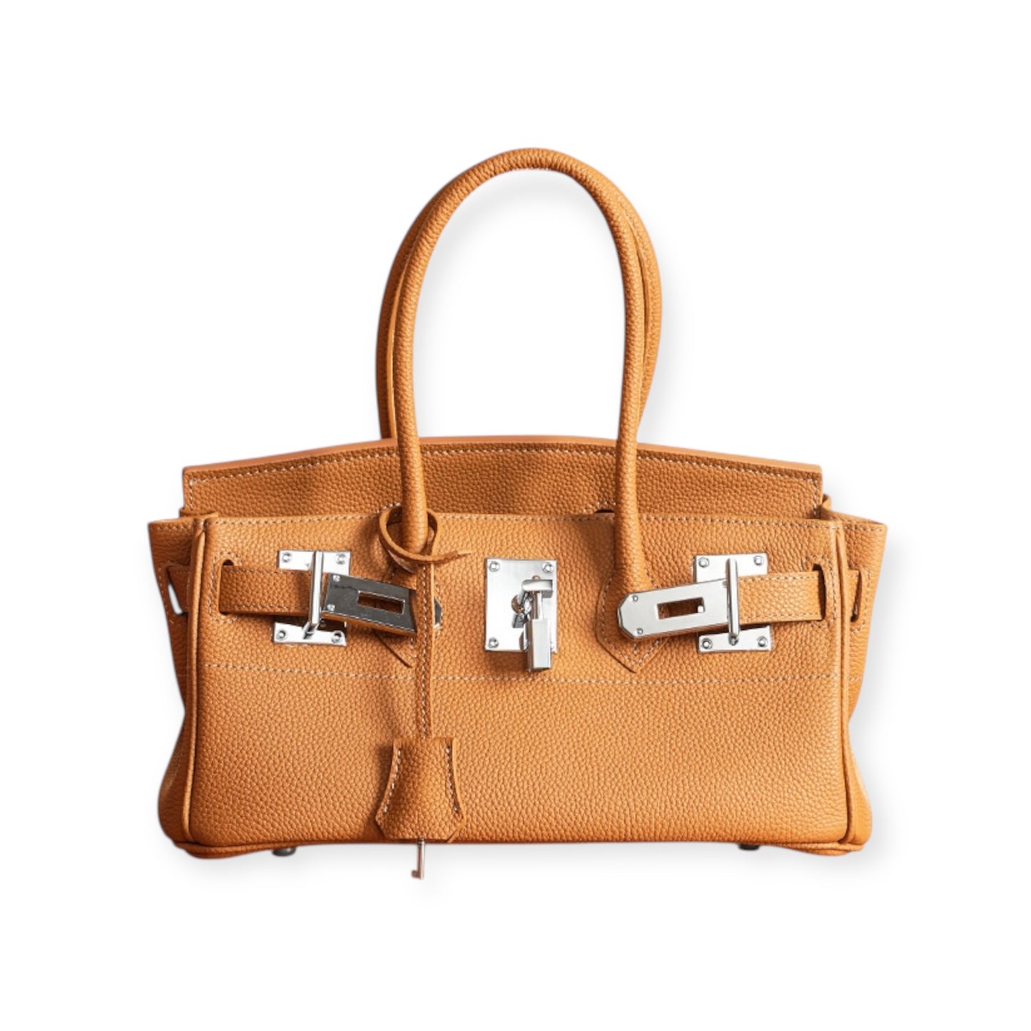 Echtleder Handtasche mit Silber Verschluss 30cm