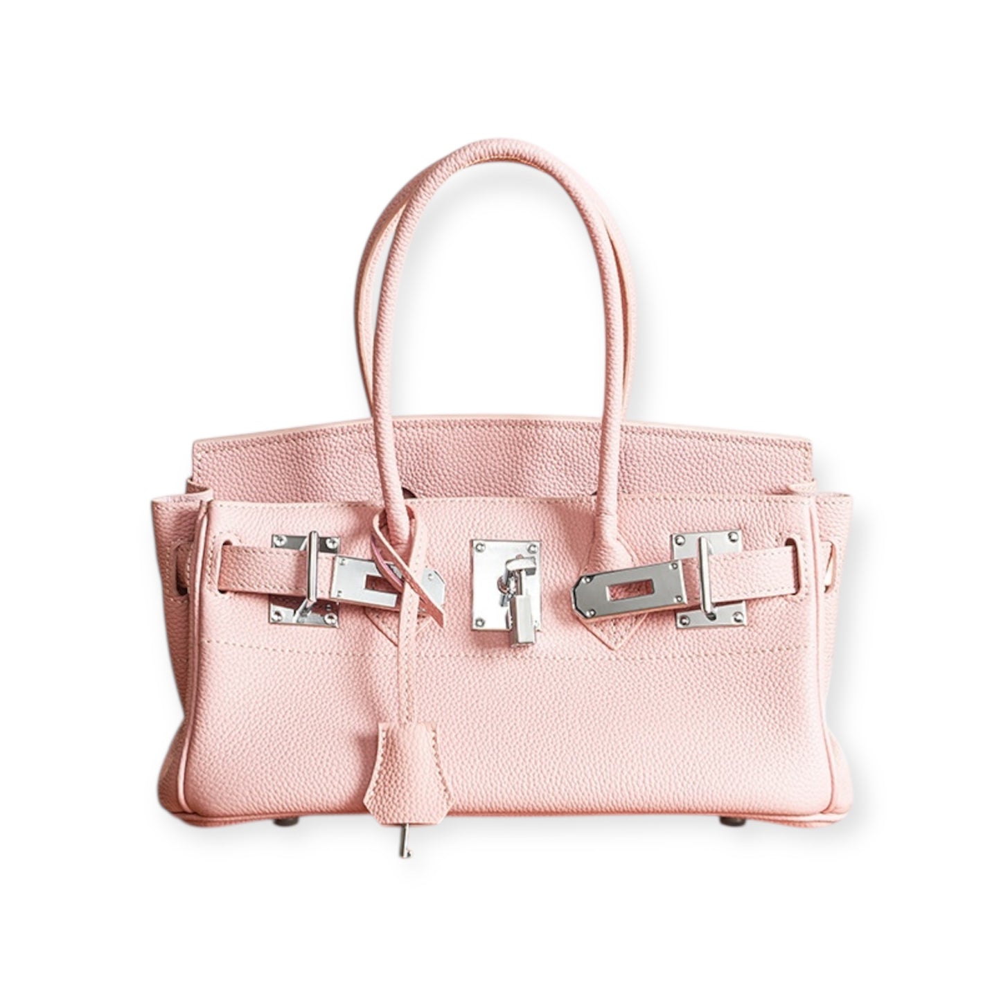 Echtleder Handtasche mit Silber Verschluss 30cm