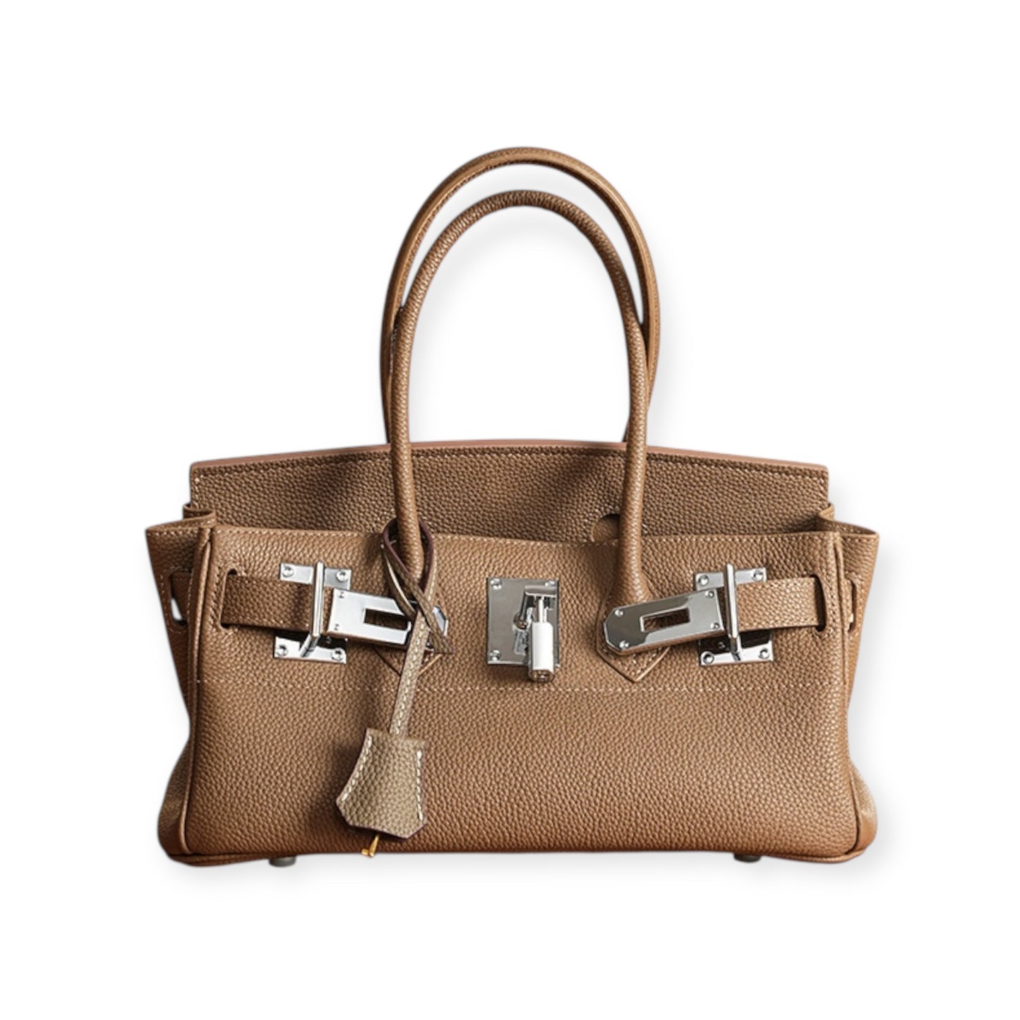 Echtleder Handtasche mit Silber Verschluss 30cm