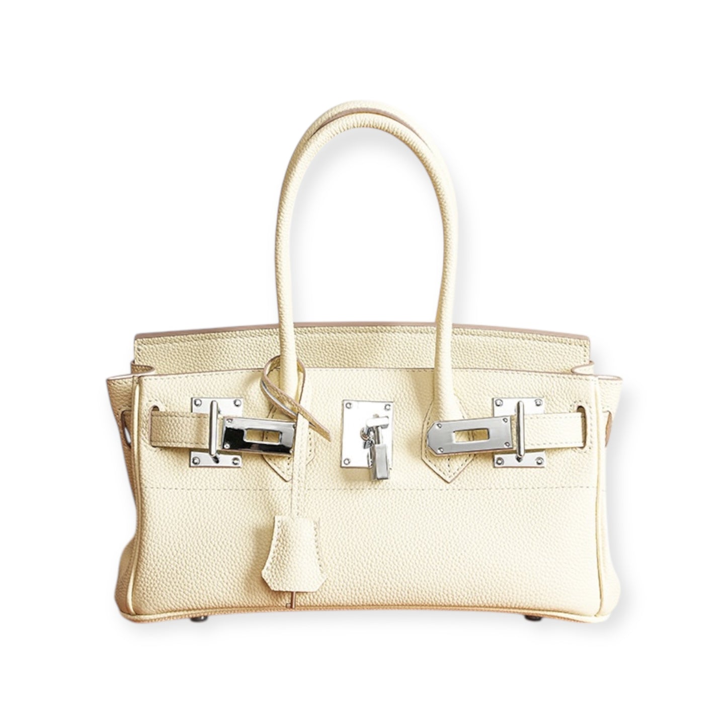 Echtleder Handtasche mit Silber Verschluss 30cm