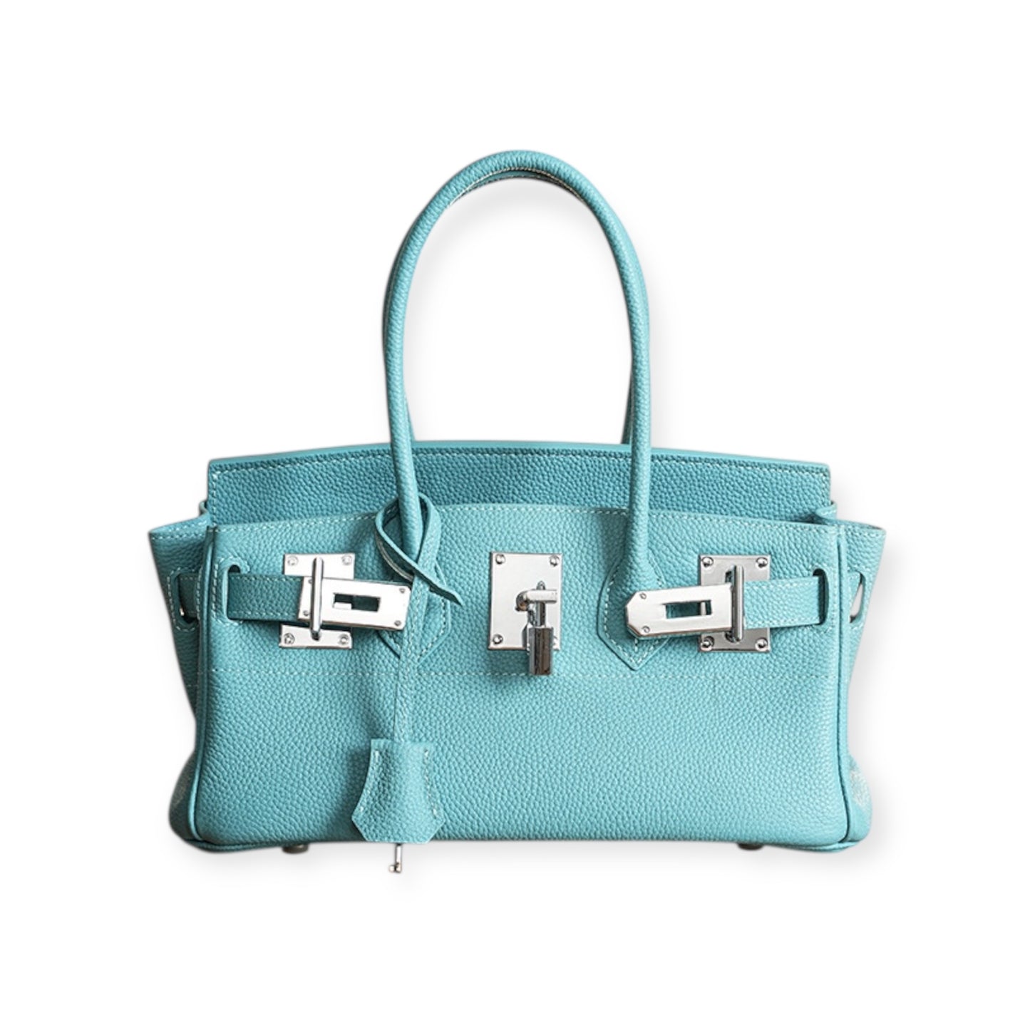 Echtleder Handtasche mit Silber Verschluss 30cm