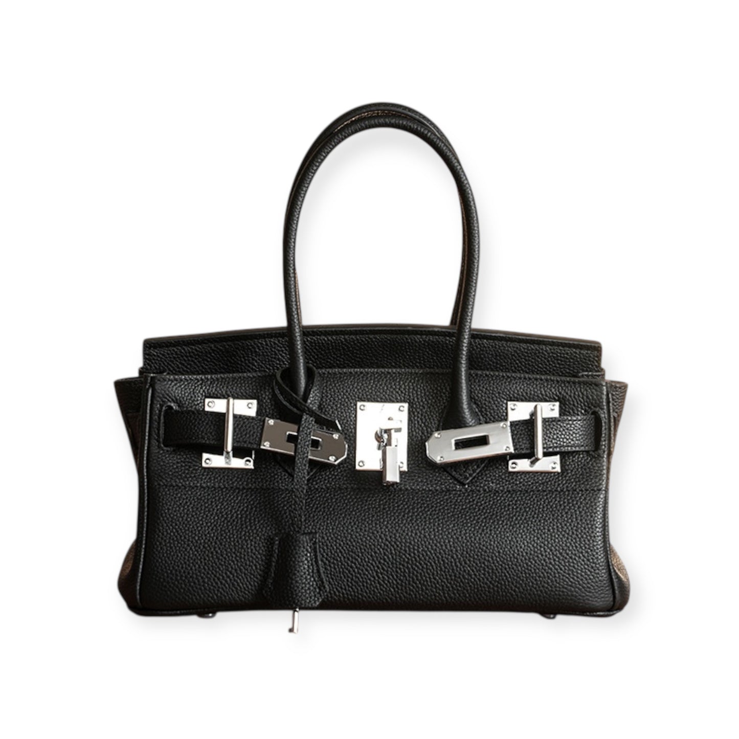 Echtleder Handtasche mit Silber Verschluss 30cm