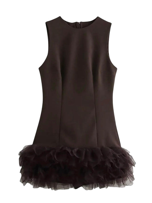 Minikleid mit Tüll-Raffungen