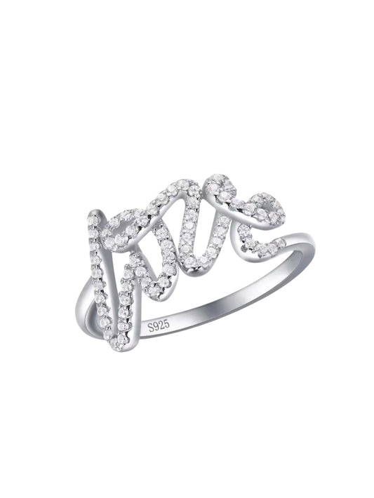 LOVE Ring aus 925 Silber mit Zirkonsteinen